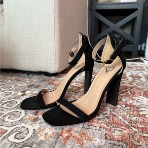 Windsor Black Suede Ankle Strap Heels